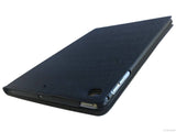 Etui iPad Air 1 et 2, couleur bleu marin - Présentation face arrière en 3D, angle de côté
