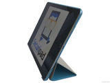 Etui iPad Air 2, couleur bleu avec arrière transparent - Présentation de la face avant en support