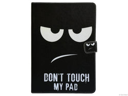 Etui iPad Air 2, couleur noir avec smiley "Touche pas mon iPad" - Présentation de la face avant