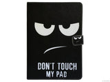 Etui iPad Air 2, couleur noir avec smiley "Touche pas mon iPad" - Présentation de la face avant