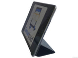 Etui iPad Air 2, couleur noir brillant avec arrière transparent - Présentation de la face avant en support
