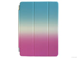 Etui iPad Air 2, couleur bleu blanc change en rose avec arrière transparent - Présentation de la face avant